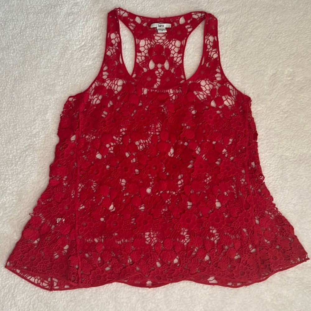 bar lll, crocheted tank top , raspberry color ,size S, 100% Cotton